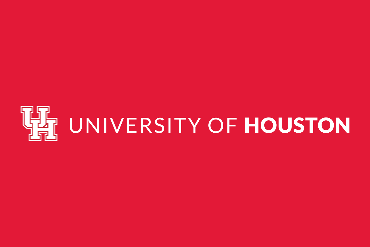 University of Houston horizontal lockup, white on red variant, cell 8