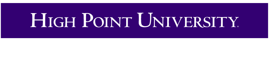 High Point University wordmark, horizontal, reverse variant, cell 6