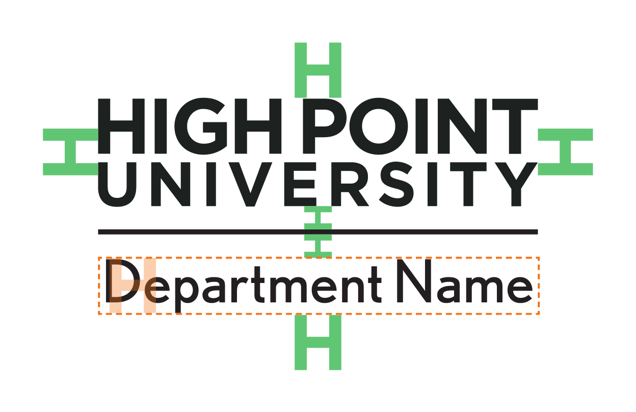 HIGH POINT UNIVERSITY Department Name, stacked lockup with construction guides variant
