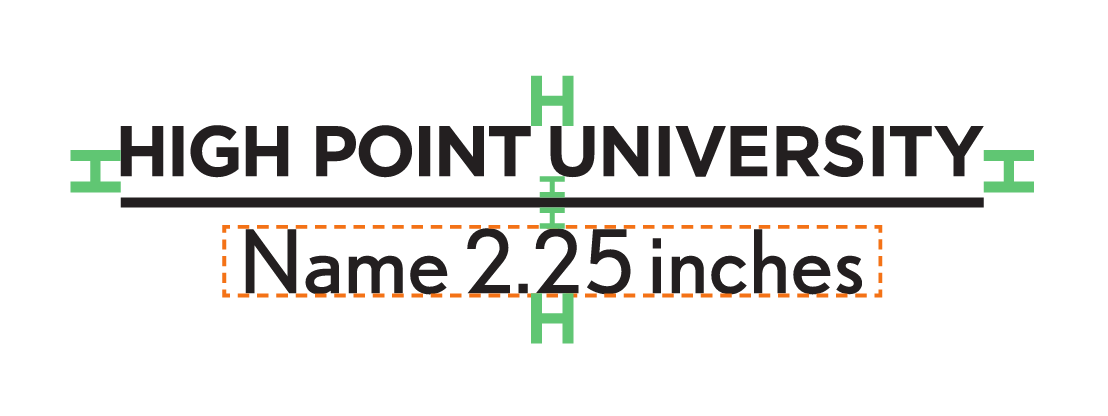 HIGH POINT UNIVERSITY Name 2.25 inches, horizontal lockup with construction guides variant