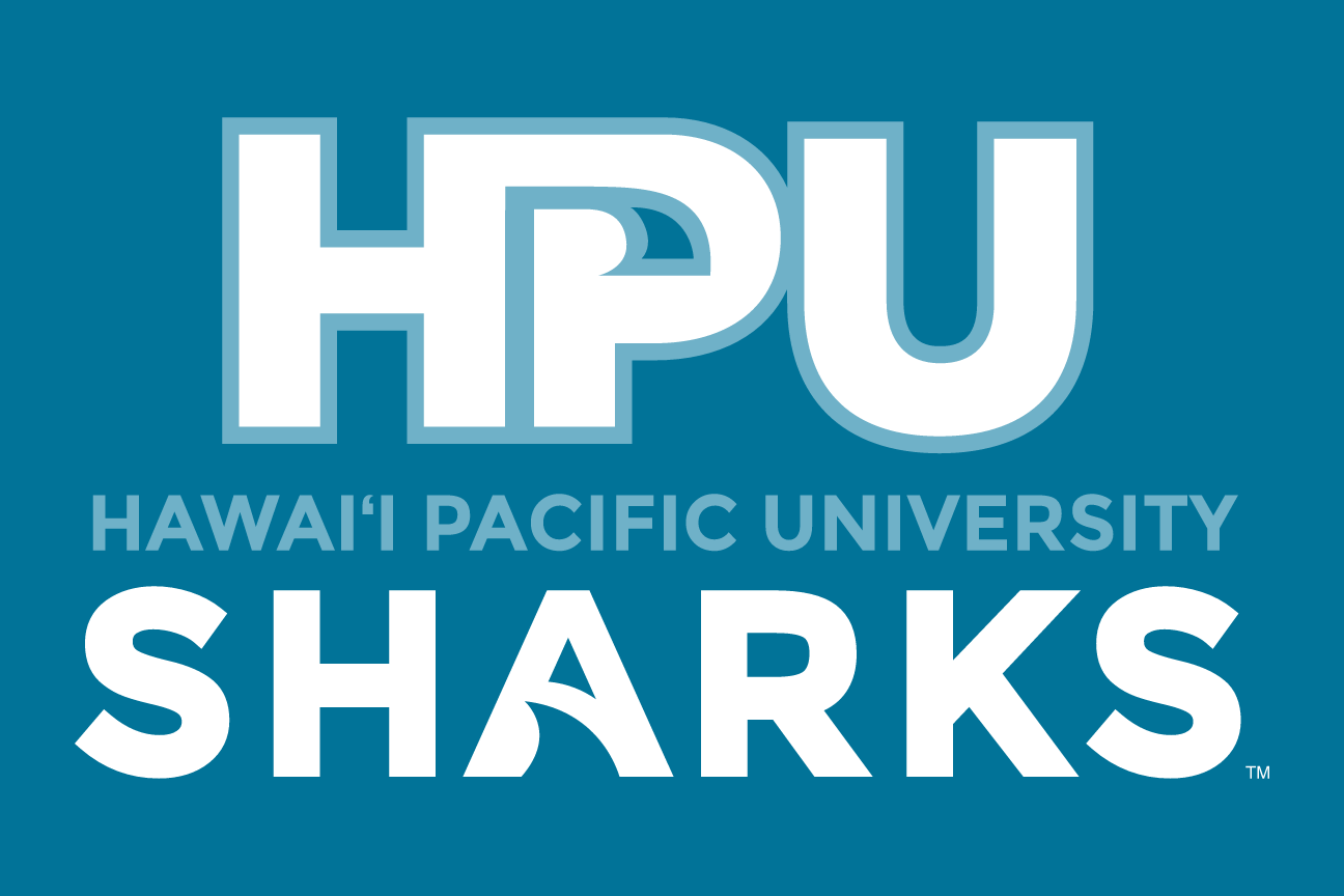 HPU SHARKS wordmark with full name, reverse variant, cell 18