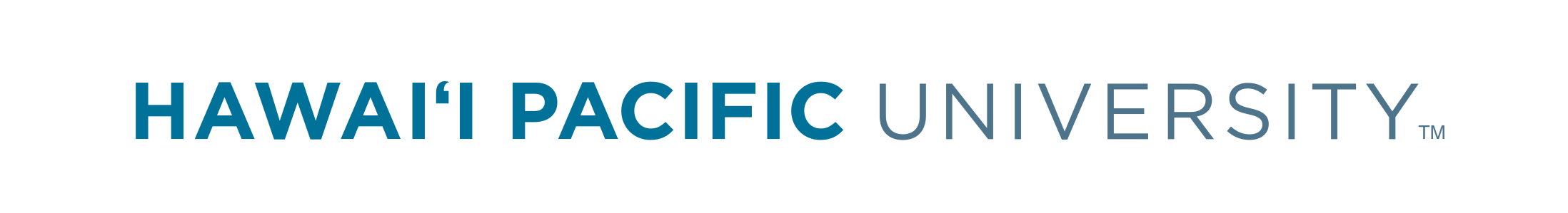 Hawaii Pacific University wordmark, horizontal, teal/gray variant, cell 5