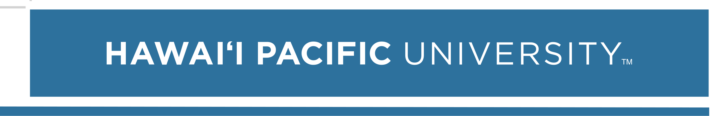 Hawaii Pacific University wordmark, horizontal, reverse variant, cell 8