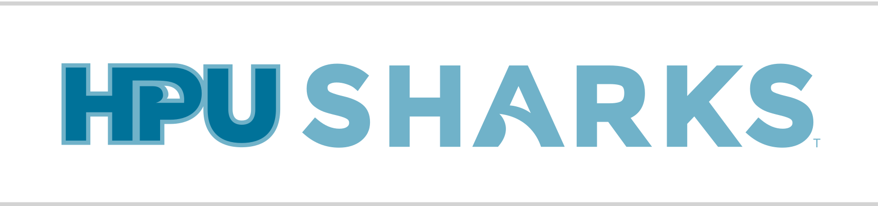 HPU Sharks wordmark, teal and light blue variant, cell 53