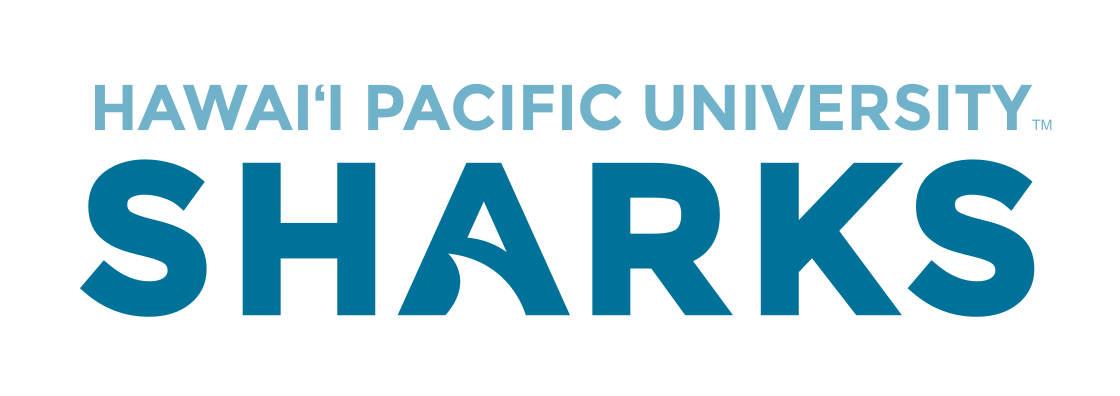 Hawaii Pacific University Sharks wordmark, light blue and blue variant, cell 47