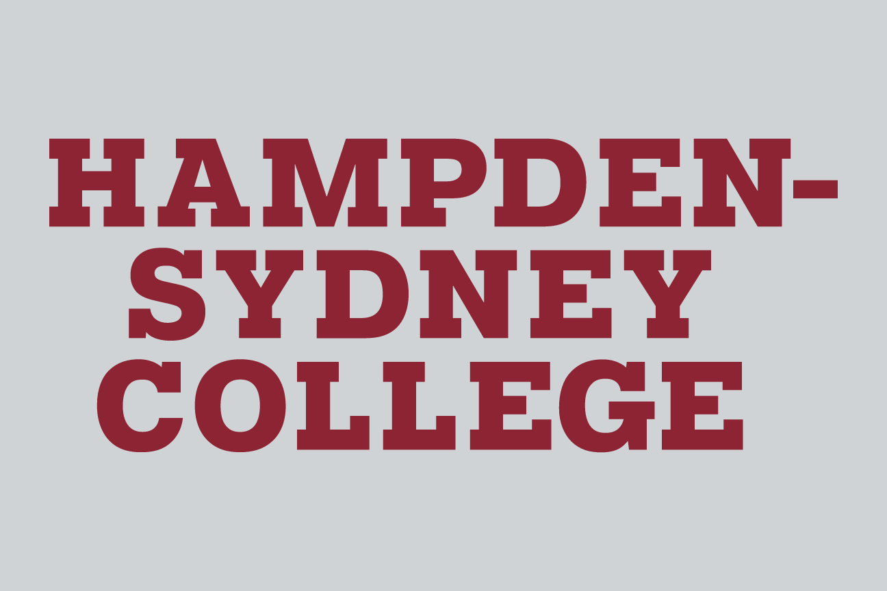 wordmark Hampden-Sydney College, stacked garnet on white variant, cell 76