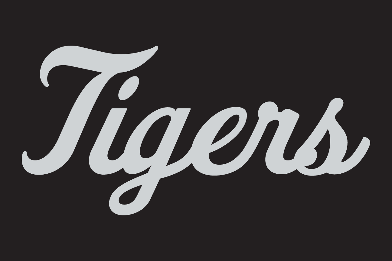 script wordmark Tigers, garnet on white variant, cell 105