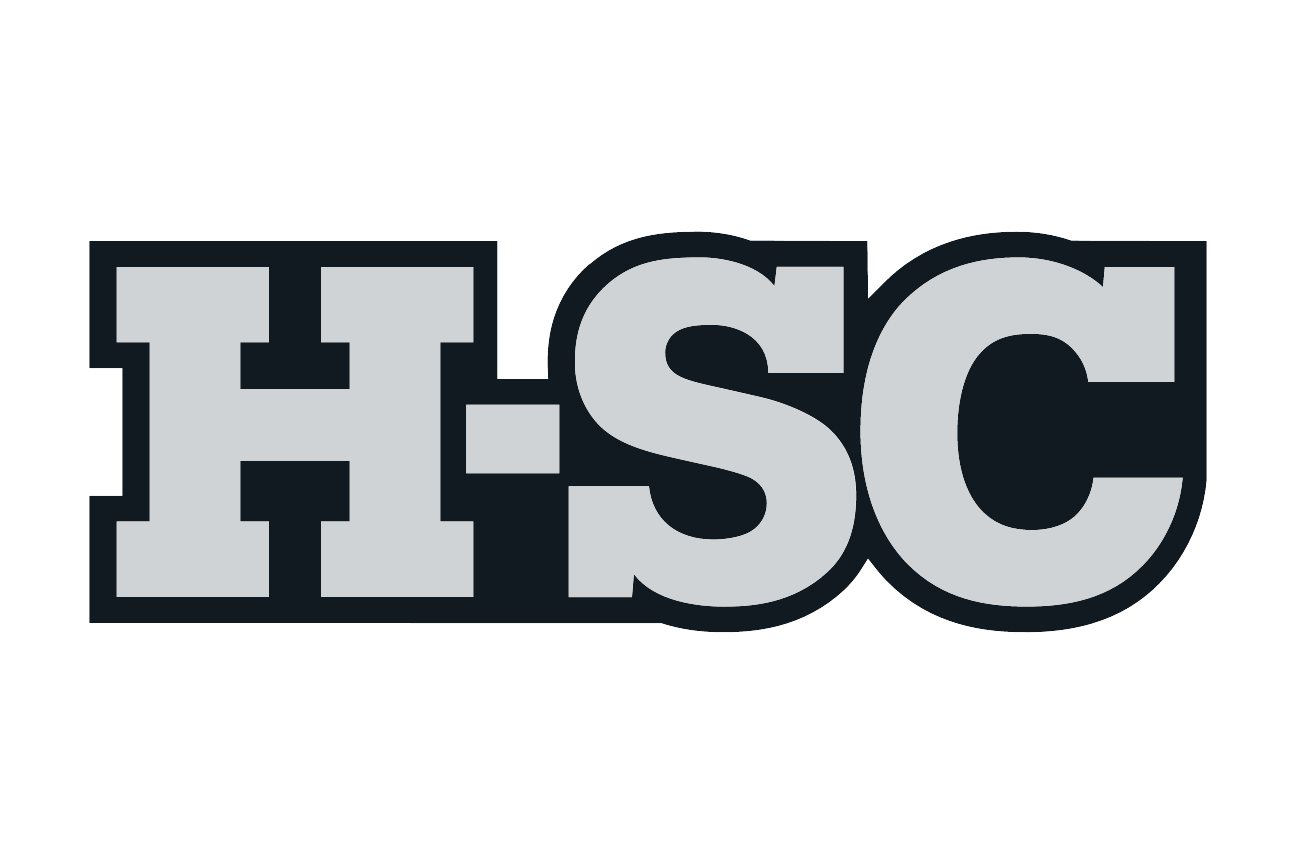 acronym H-SC, garnet with white outline on grey variant, cell 111