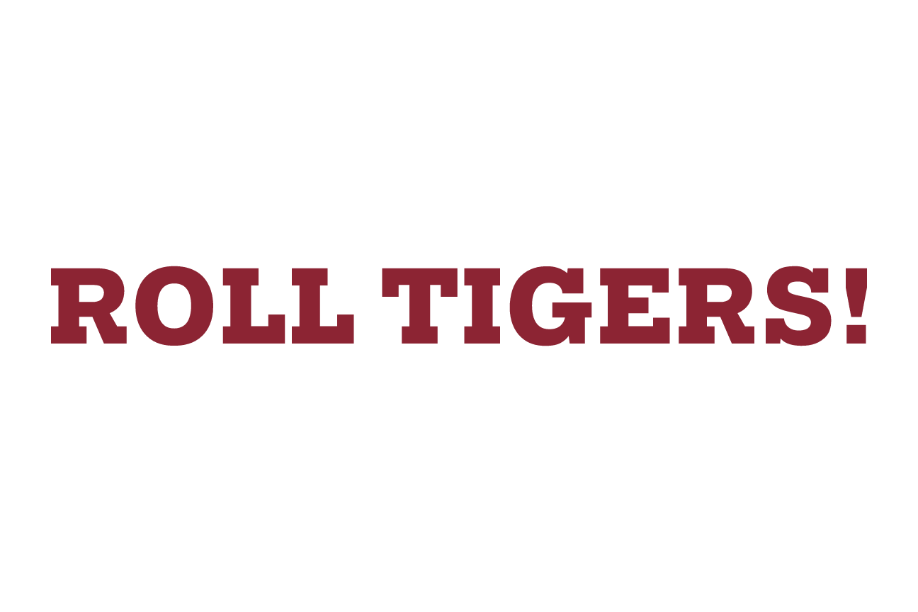 tagline Roll Tigers!, garnet on white variant, cell 125