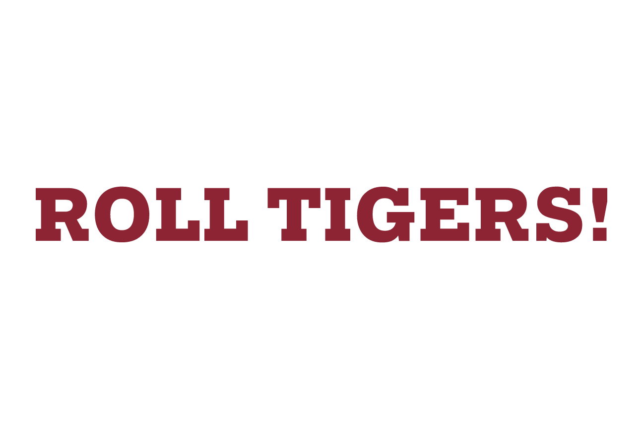 tagline Roll Tigers!, garnet on white variant, cell 128