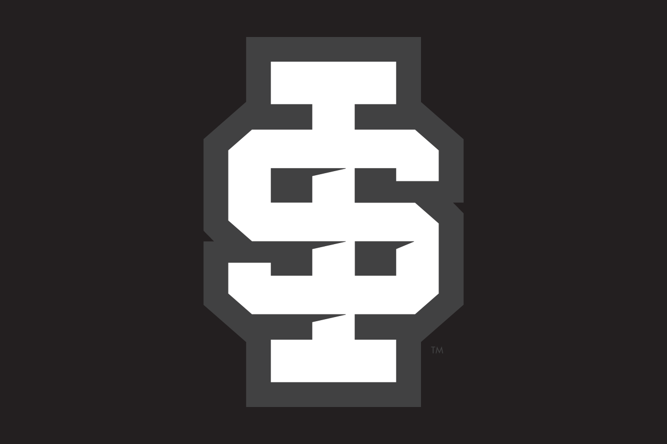 IS lettermark, White/Black, black background variant, cell 24