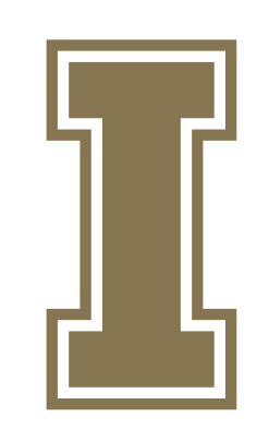 'I' lettermark, metallic gold variant