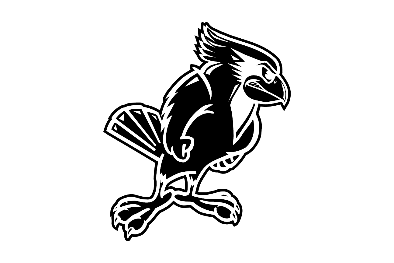 full-body Redbird, black outline on white variant, cell 14