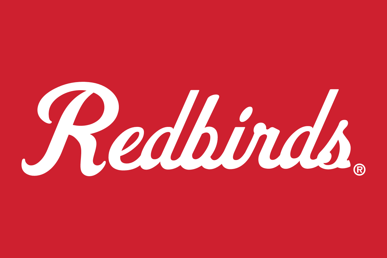 Redbirds script wordmark, white on red variant, cell 29