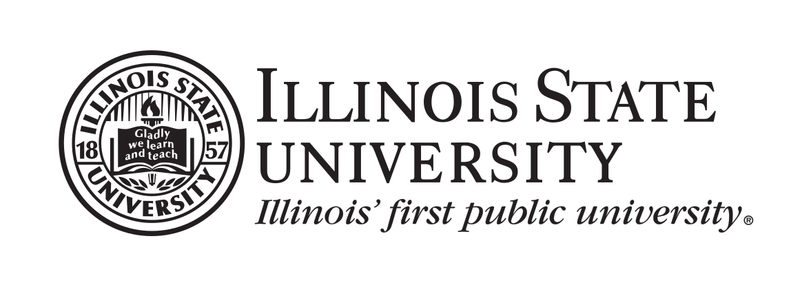Illinois State University logo, black/white reverse with tagline variant, cell 32