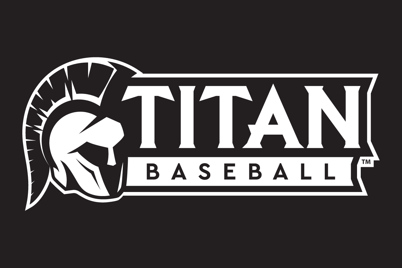 Titan Baseball sport mark, white on black background variant, cell 56