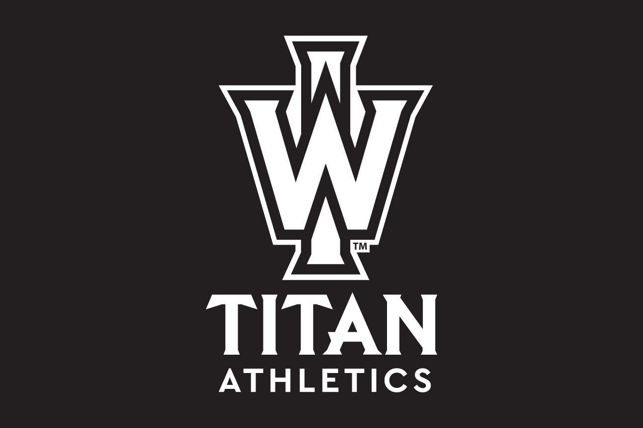 'W' Titan Athletics sport mark, white on black background variant, cell 62