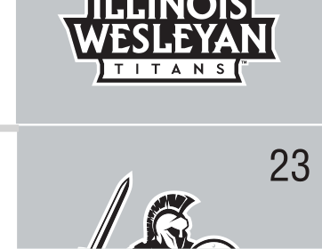 full mascot with Titans Illinois Wesleyan text, black and white variant, cell 23