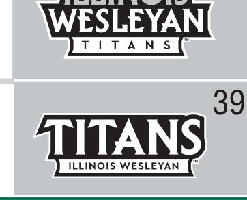 Titans Illinois Wesleyan wordmark, black and white variant, cell 39