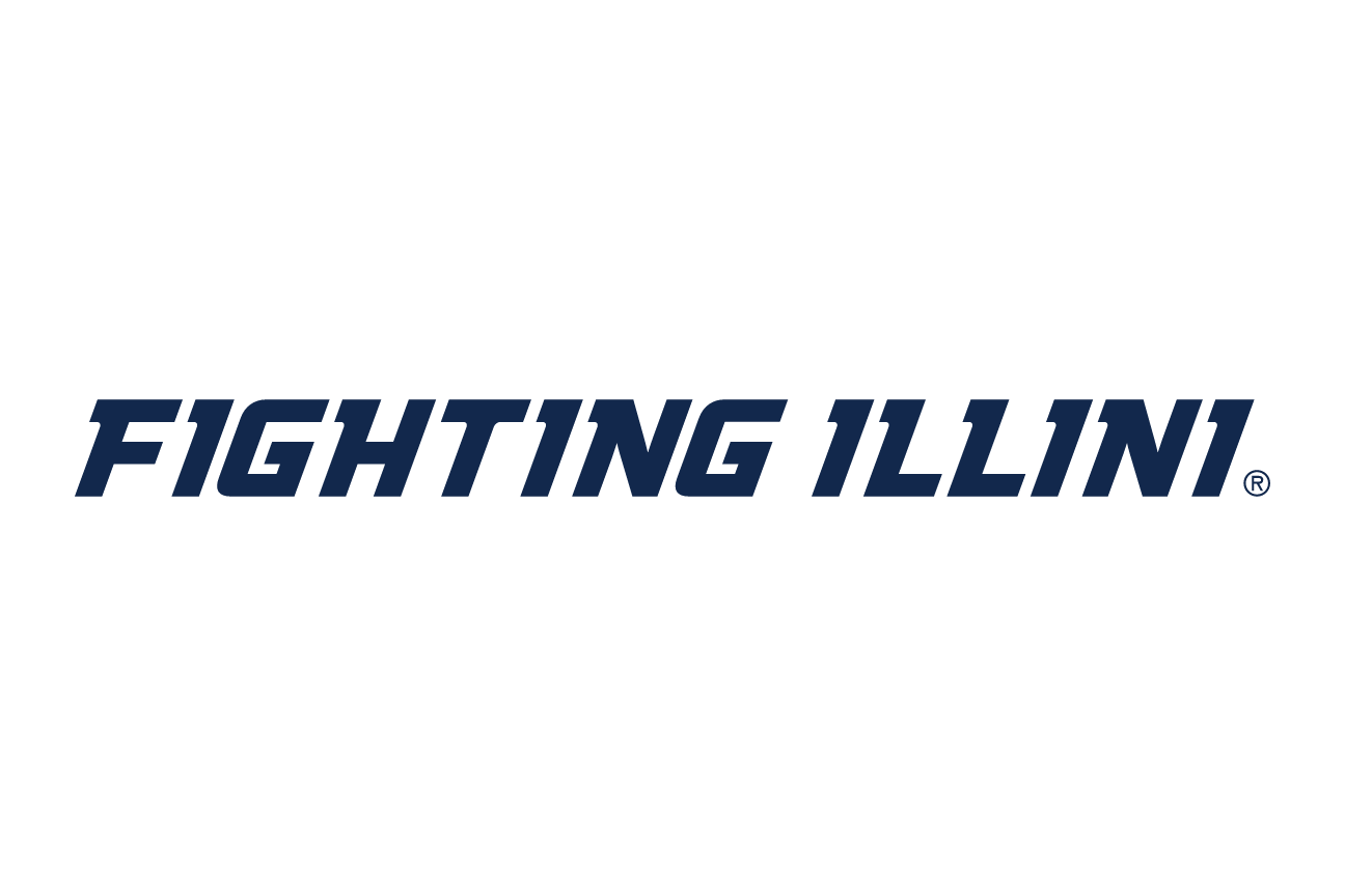 FIGHTING ILLINI wordmark, blue with white outline variant, cell 19