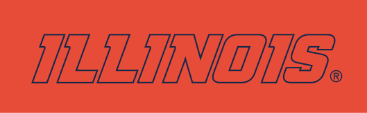 ILLINOIS wordmark, orange with white outline on orange variant, cell 15
