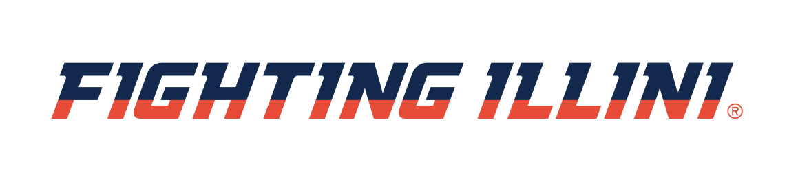 FIGHTING ILLINI wordmark, blue with orange outline variant, cell 16