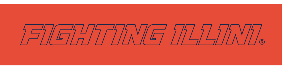 FIGHTING ILLINI wordmark, orange with white outline on orange variant, cell 22