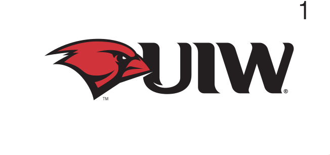 UIW lettermark with cardinal, full color variant, cell 18