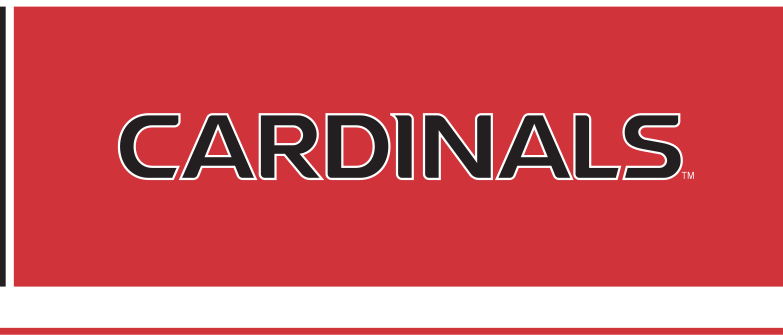 Cardinals wordmark, red with black outline on red variant, cell 40