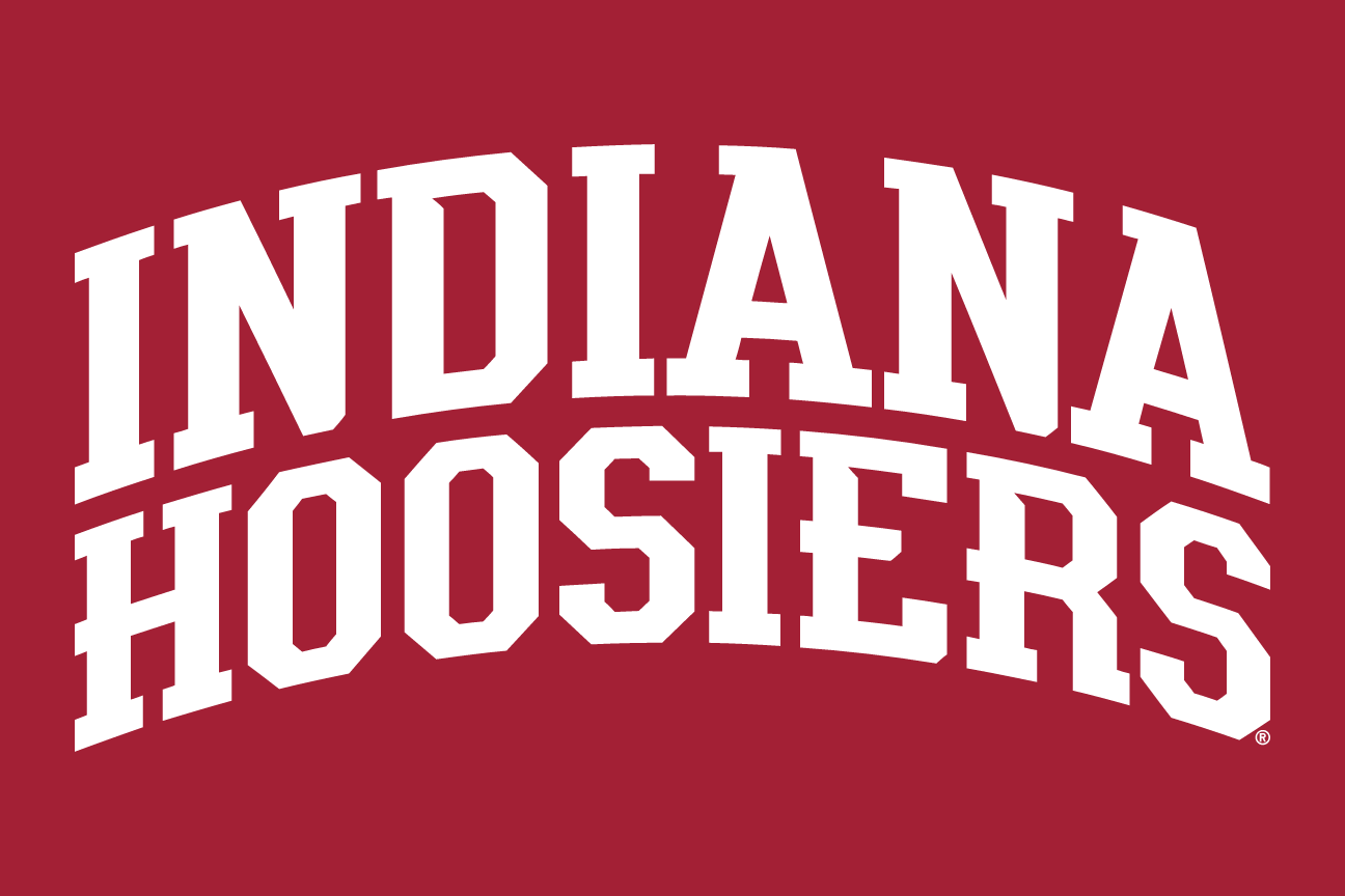 INDIANA HOOSIERS wordmark, arched white on crimson variant, cell 18