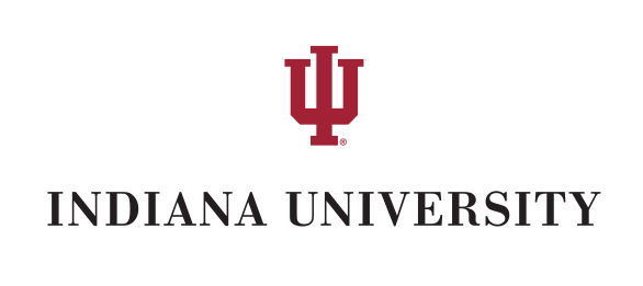 IU lettermark over INDIANA UNIVERSITY, black on white variant, cell 75
