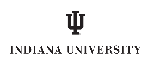 IU lettermark over INDIANA UNIVERSITY, black on white serif variant, cell 77