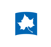 maple leaf icon in square, blue variant
