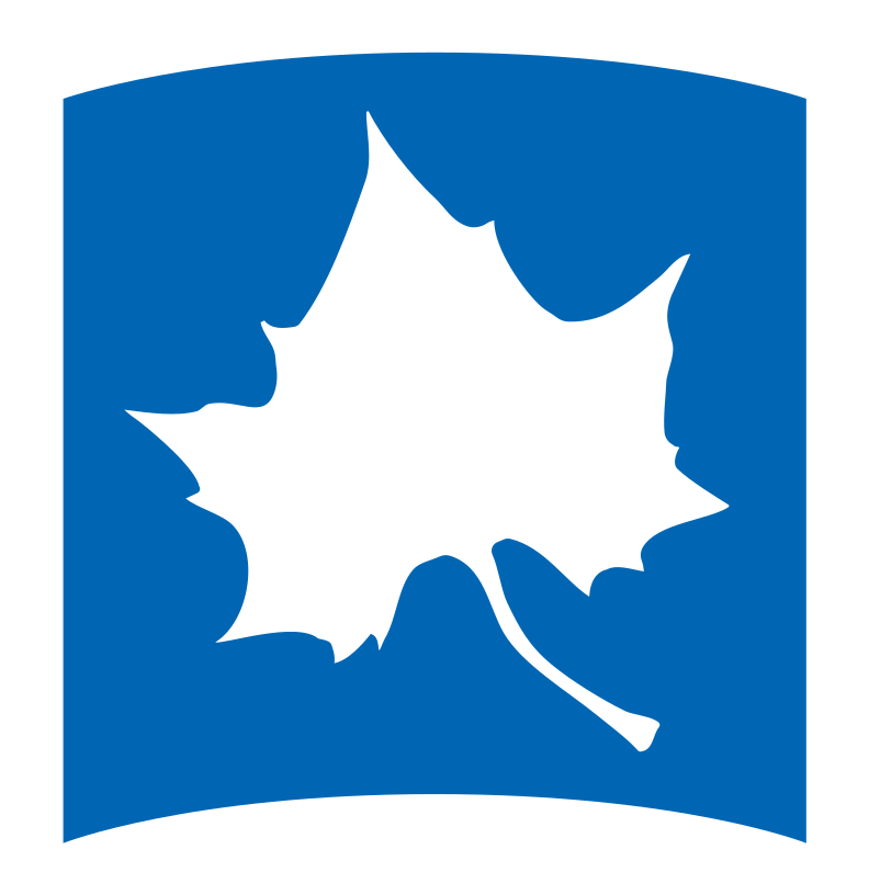 Institutional Logo, white maple leaf on blue square variant