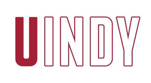 UINDY wordmark, red outline variant, cell 5