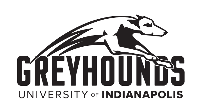 Greyhound mascot with wordmark, black variant, cell 24