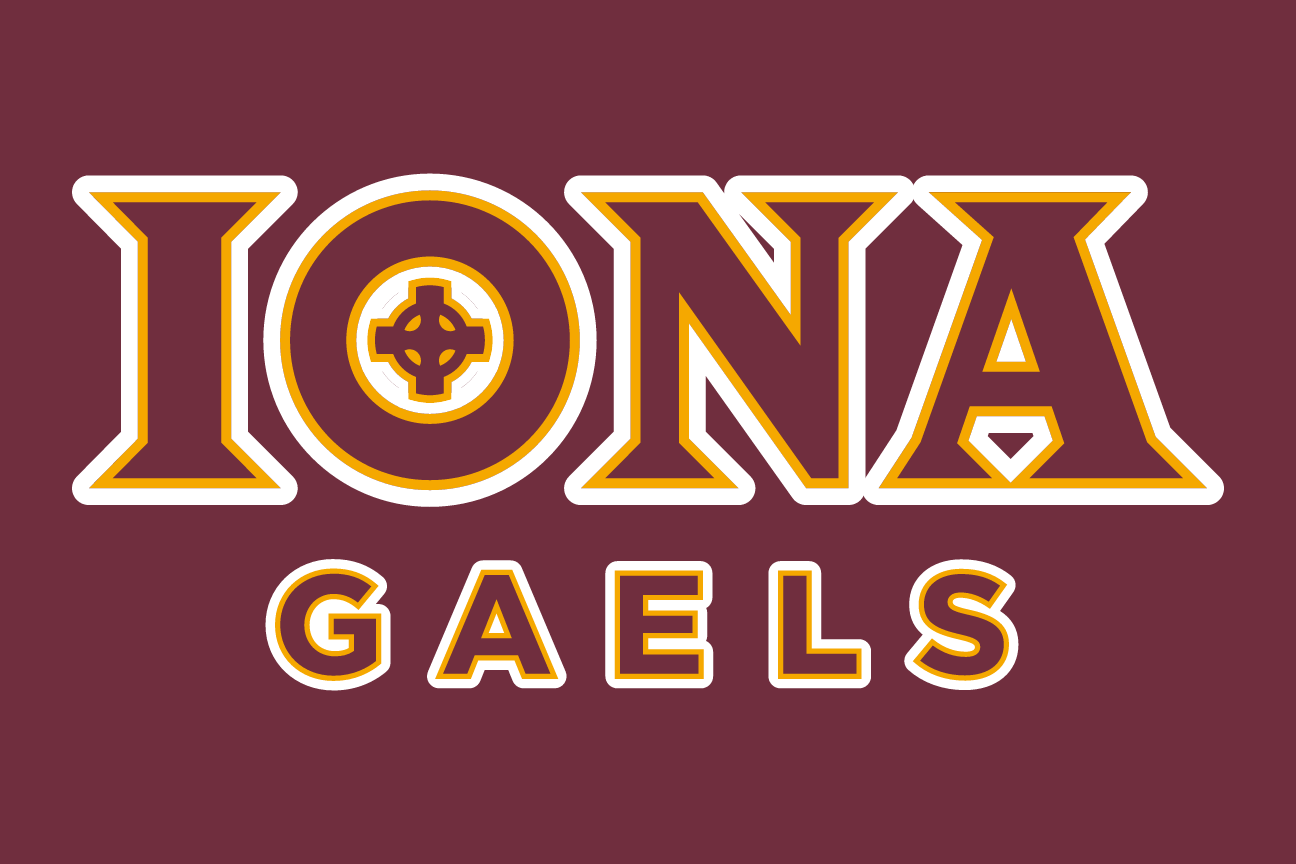 wordmark IONA GAELS in box, maroon/gold variant, cell 13