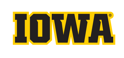 IOWA wordmark, yellow with black outline variant, cell 1