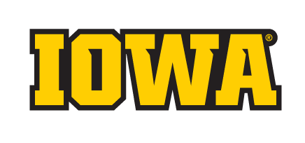 IOWA wordmark, yellow with black outline variant, cell 2