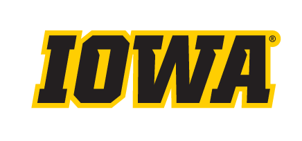 IOWA wordmark, yellow with black outline, italic variant, cell 6