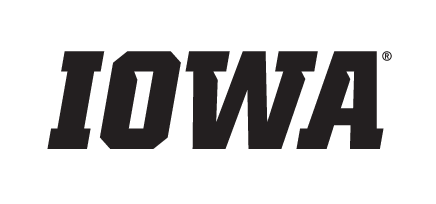 IOWA wordmark, black, italic variant, cell 8