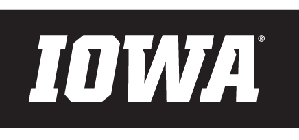 IOWA wordmark, white, italic variant, cell 10