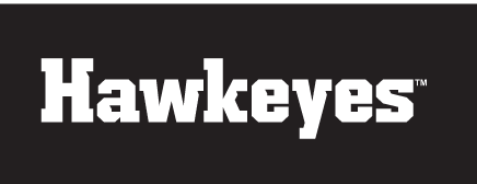 Hawkeyes wordmark, white variant, cell 25