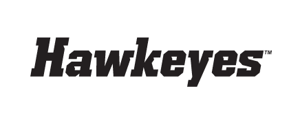 Hawkeyes wordmark, black, italic variant, cell 28