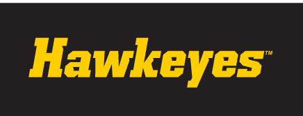 Hawkeyes wordmark, yellow, italic variant, cell 29