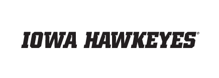 IOWA HAWKEYES wordmark, black, italic variant, cell 38