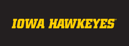 IOWA HAWKEYES wordmark, yellow, italic variant, cell 39