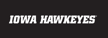 IOWA HAWKEYES wordmark, white, italic variant, cell 40