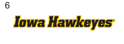 Iowa Hawkeyes wordmark, yellow with black outline, italic variant, cell 46