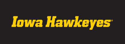 Iowa Hawkeyes wordmark, yellow, italic variant, cell 49